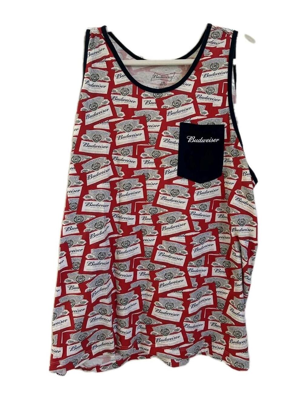 Budweiser All-over Print Tank Top Featuring a Front Pocket Men's Size 2XL